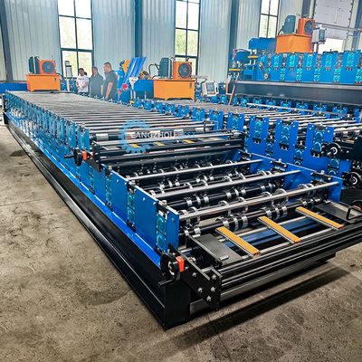 Özel genişlik üretim ihtiyaçları için 15-20m/Min çift katmanlı çatı rulo şekillendirme makinesi