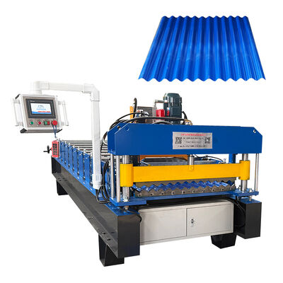 PLC Kontrollü Hidrolik Kesme Rulo Formasyon Makinesi 8-12m/min hızında dalgalı çatı levhaları için