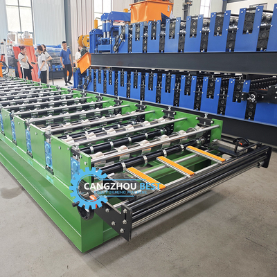 Yüksek Hızlı Kolombiya Popüler Tasarım IBR Trapezoidal Çatı Paneli Yaprak Rulo Yapım Makinesi