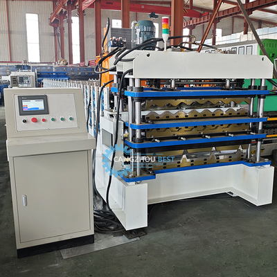 PLC Kontrolü Hidrolik Kesme Tr4 Tr5 Peru için üç katmanlı dalgalanmış çatı levhası makinesi