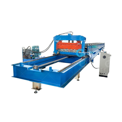 Galvanizli Uçan Kesiciler Durmaksızın 20m/min Decking Floor Steel Sheet Roll Forming Machine