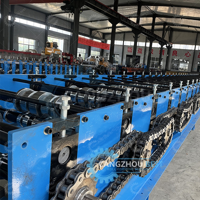 Galvanizli Uçan Kesiciler Durmaksızın 20m/min Decking Floor Steel Sheet Roll Forming Machine