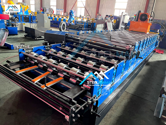 Üretim için PLC Denetimli Çift Profil Çatı Yaprak Rulo Formasyon Makinesi