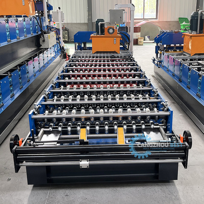 PPGI Zincirle İndirilmiş Elektrikli 3KW Gürültülü Profil Çatı Yaprak Rulo Formasyon Makinesi