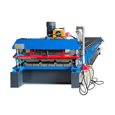 Hidrolik Kesme 5.5kw Galvanizli Çelik Çift Katmanlı Çatı Paneli Profil Rulo Yapım Makinesi