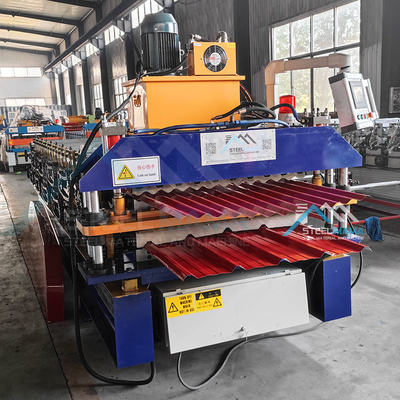 5.5 KW Güçlü ve 15-16 İstasyonlu Çift Katmanlı Çelik Çatı Rulo Formasyon Makinesi