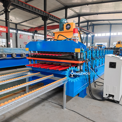 Çift Katmanlı Metal Çatı Yaprağı İki Profilli Tek Ruloda Formasyon Makinesi 5.5 Kw Güç