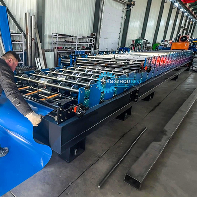 Çifte katmanlı çelik dalgalanmış ve trapezadial renkli çelik çatı levhası rulo şekillendirme makinesi