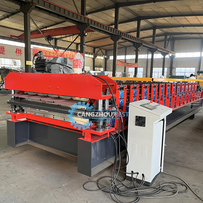 Otomatik olarak PLC Kontrol Çelik Profil Çift Katman Çatı Yaprak Rulo Formasyon Makinesi