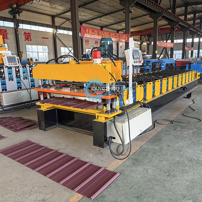 Meksika Tek katmanlı PLC Kontrol Sistemi Çatı Yaprak Rulo Formasyon Makinesi