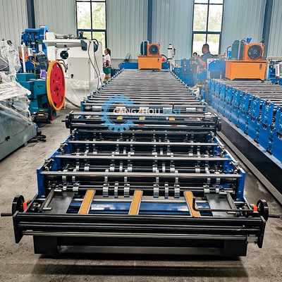 Özel genişlik üretim ihtiyaçları için 15-20m/Min çift katmanlı çatı rulo şekillendirme makinesi