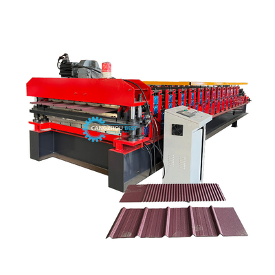 0.25-0.6mm Malzeme Kalınlığı 5.5×1.4×1.5m Çift Katmanlı Kalıplama Makinesi 8-12m/min Kalıplama Hızı