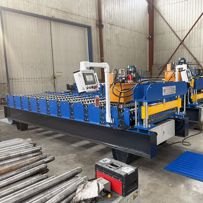 PLC Kontrollü Hidrolik Kesme Rulo Formasyon Makinesi 8-12m/min hızında dalgalı çatı levhaları için